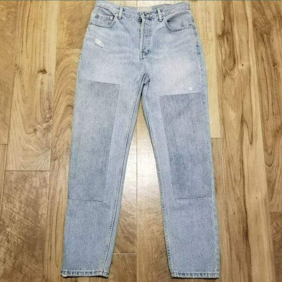 Everlane 90s Cheeky Straight Jeans 27 High Rise Organic Cotton Knee Patch 30x29 - Picture 1 of 14